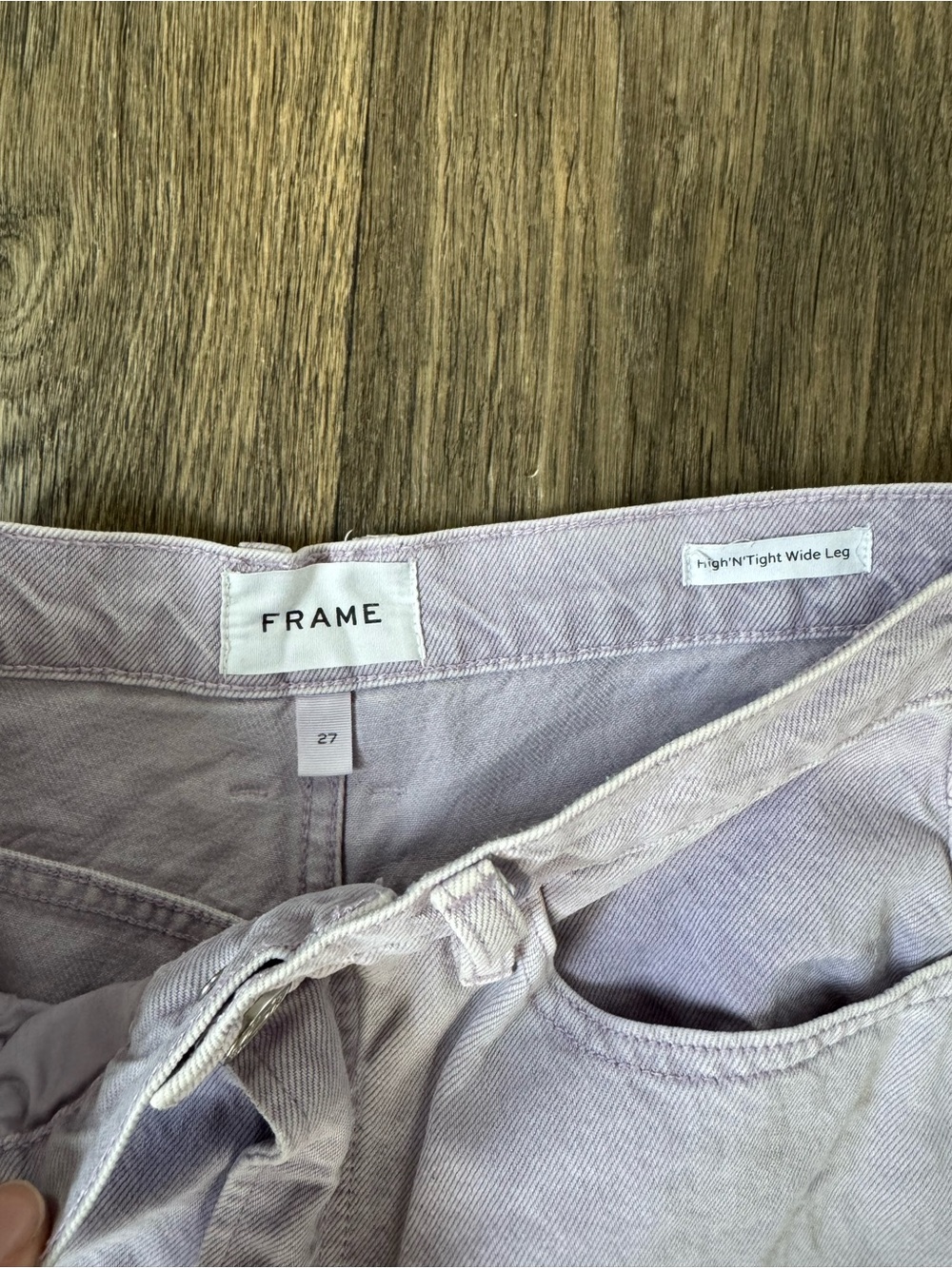 FRAME Women's High’N’Tight Wide-Leg Jeans Lilac Light Wash Cotton Denim 27 - Picture 3 of 11